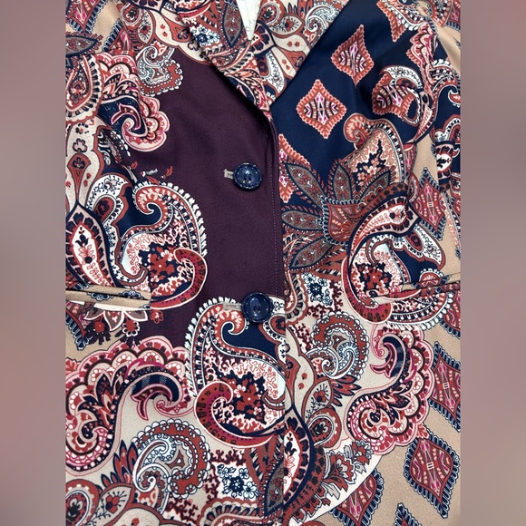 Chico’s Paisley Print Lined Colorful Trench Coat Button Front Size 0 US 4/6 NWT - Picture 3 of 12